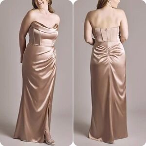 Galina signature Charmeuse Cowl Corset maxi dress gown 20 wedding Bridesmaid